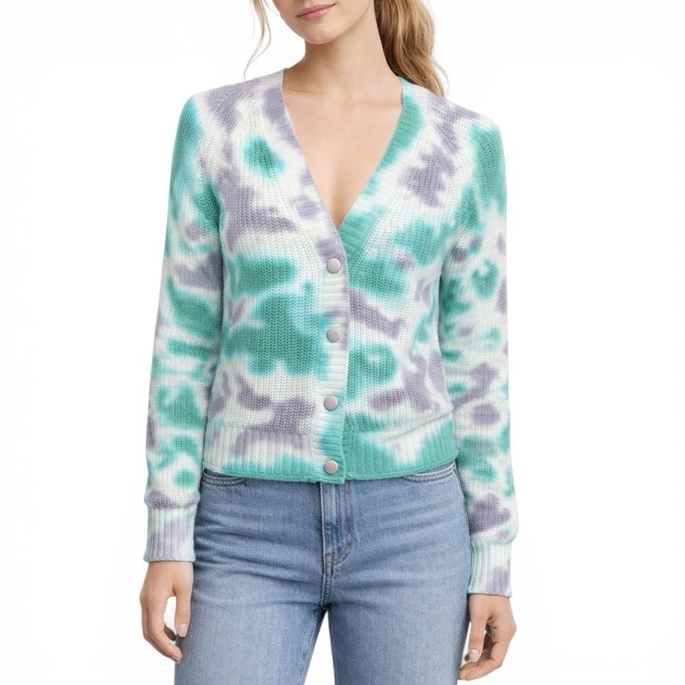 One Grey Day Ali Cardigan‎ Women's Extra Small Pastel Tie Dye Button Front Knit